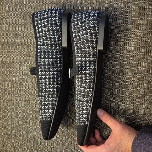 Vivaia Margot Square Toe Black/White Mary Jane Flats Size 10 (41.5) - Picture 5 of 10